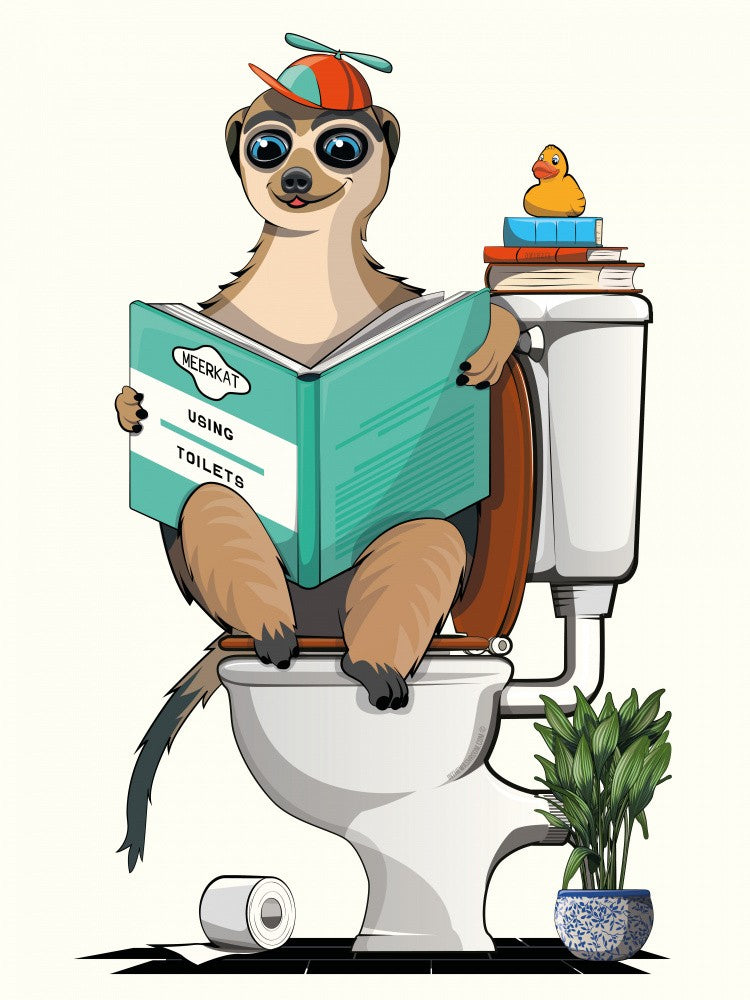 18x24 Inch Meerkat On Toilet