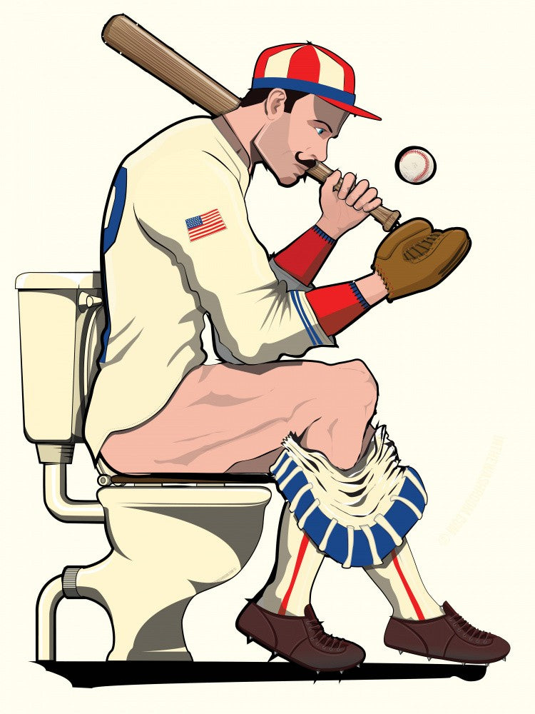 American Baseball Player On the Toilet