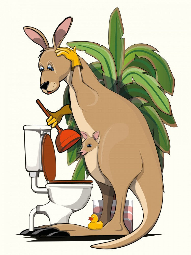 Kangaroo Using the Toilet