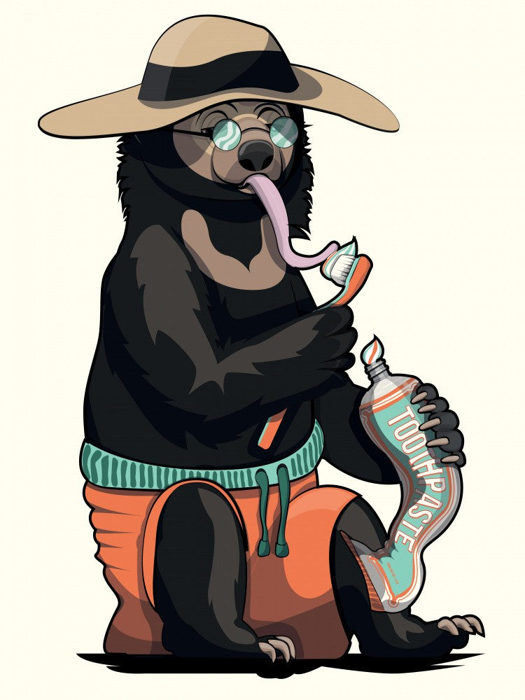 Sun Bear Brushing Teeth