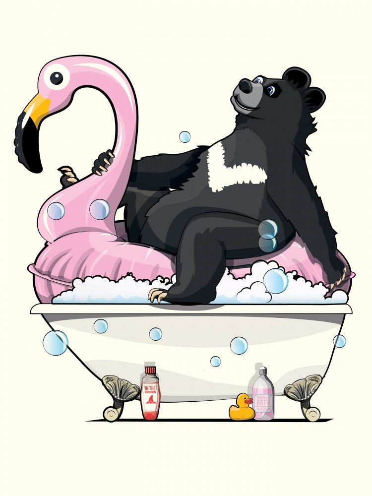 Asiatischer Bär in der Badewanne