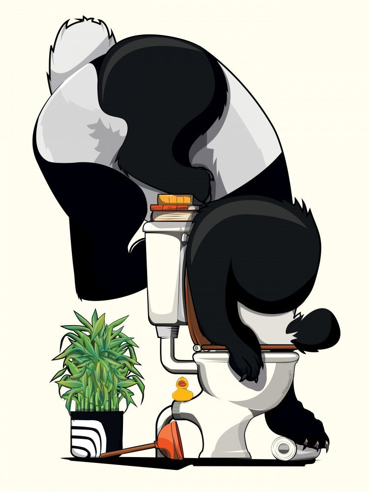 Panda Bear With Head In Toilet