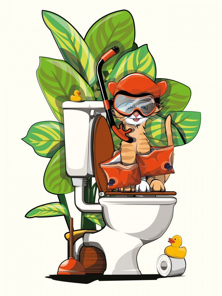 Cat On the Toilet