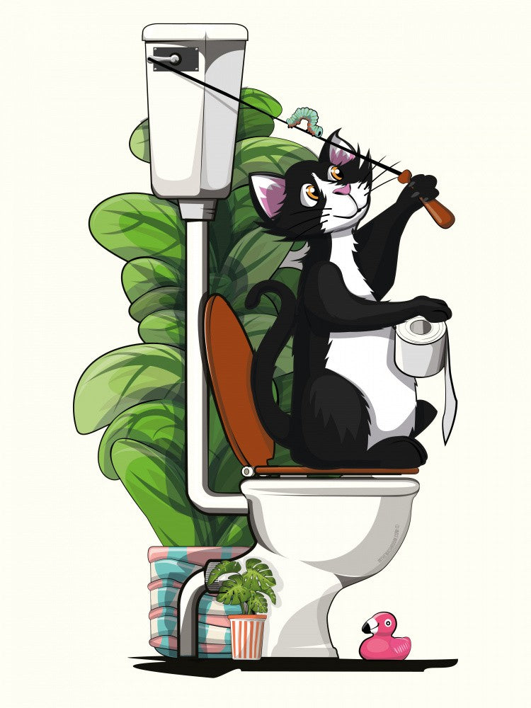 Cat Sitting On the Toilet