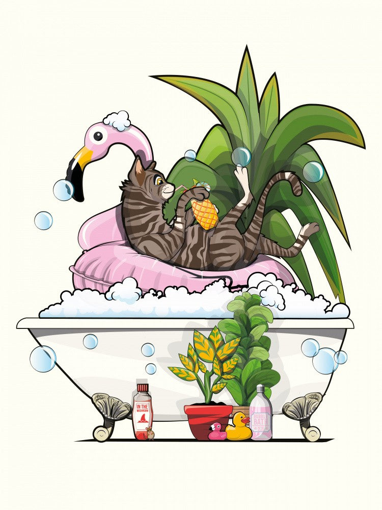 Katze entspannt sich in der Badewanne