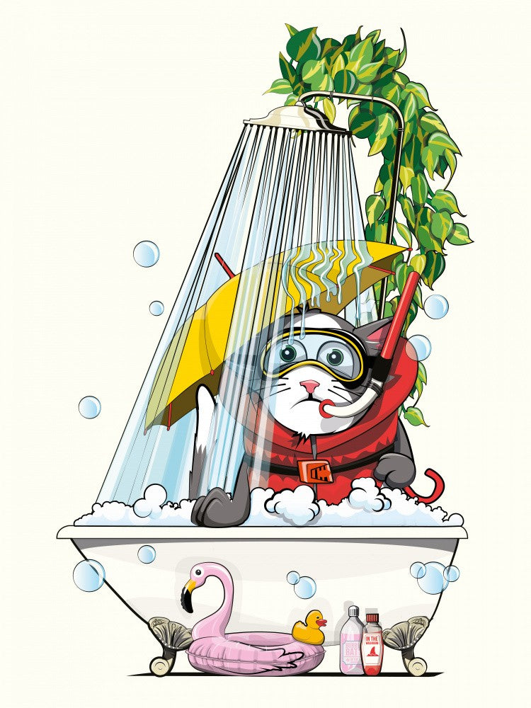 Cat In the Shower