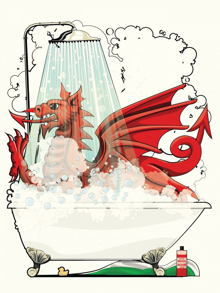 Walisischer Drache in der Badewanne