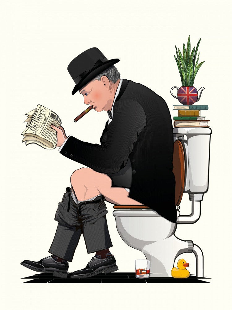 Winston Churchill On Toilet