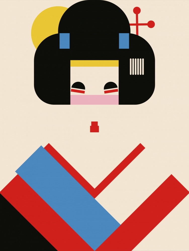 Geisha Girl Geometric Illustration