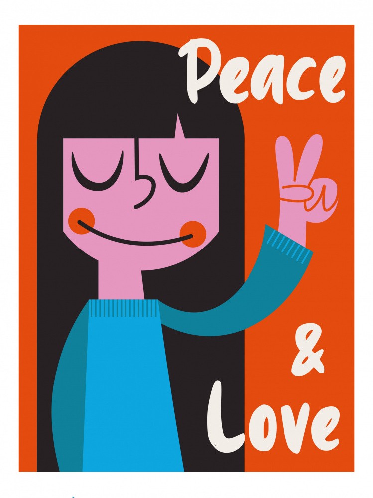 Peace &amp; Love Mid Century Illustration