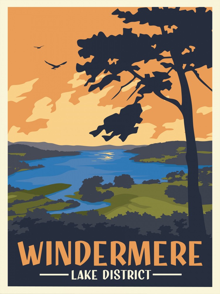 Windermere Lake District Travel Print