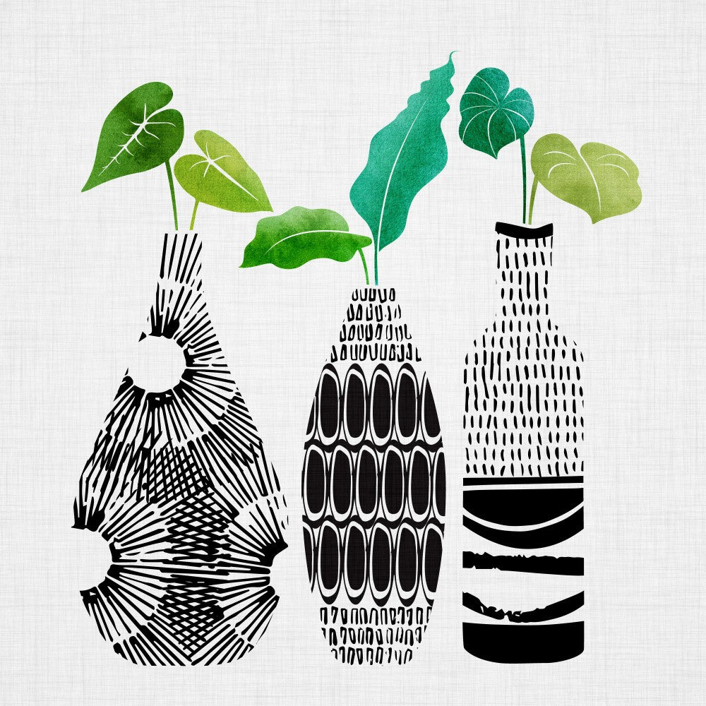Bw Tribal Vases Sq