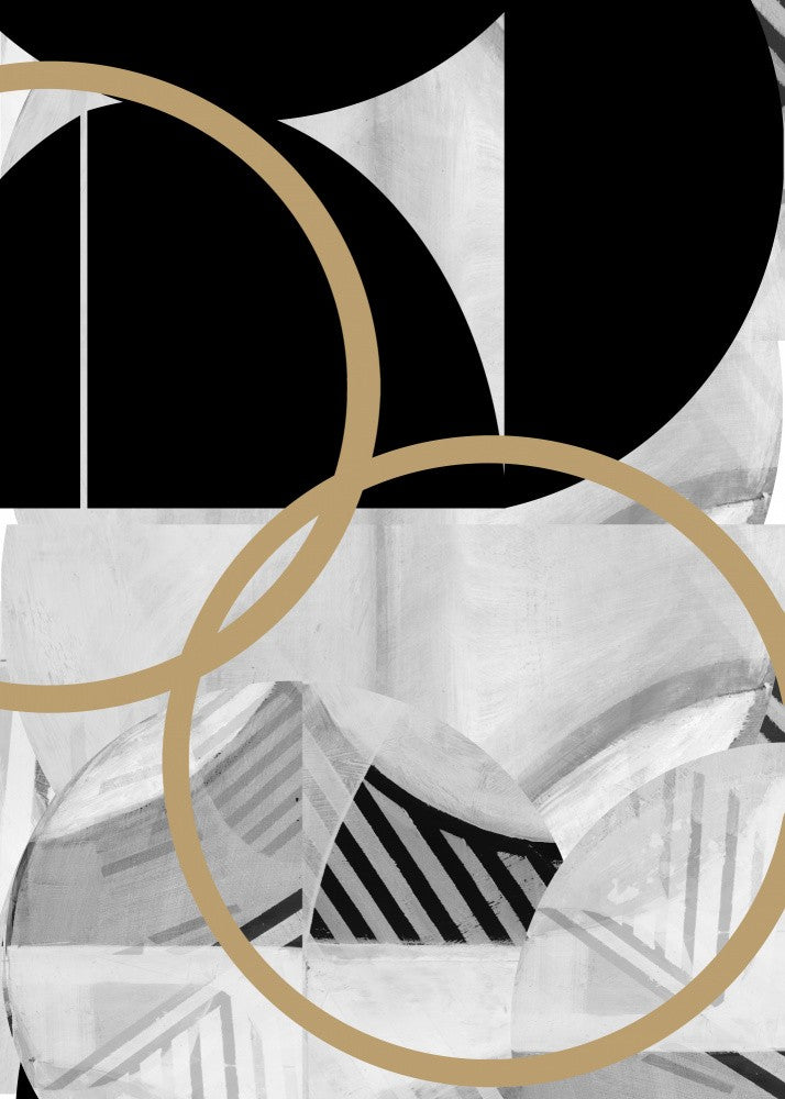 Black and White Stripes Gold Spheres No2