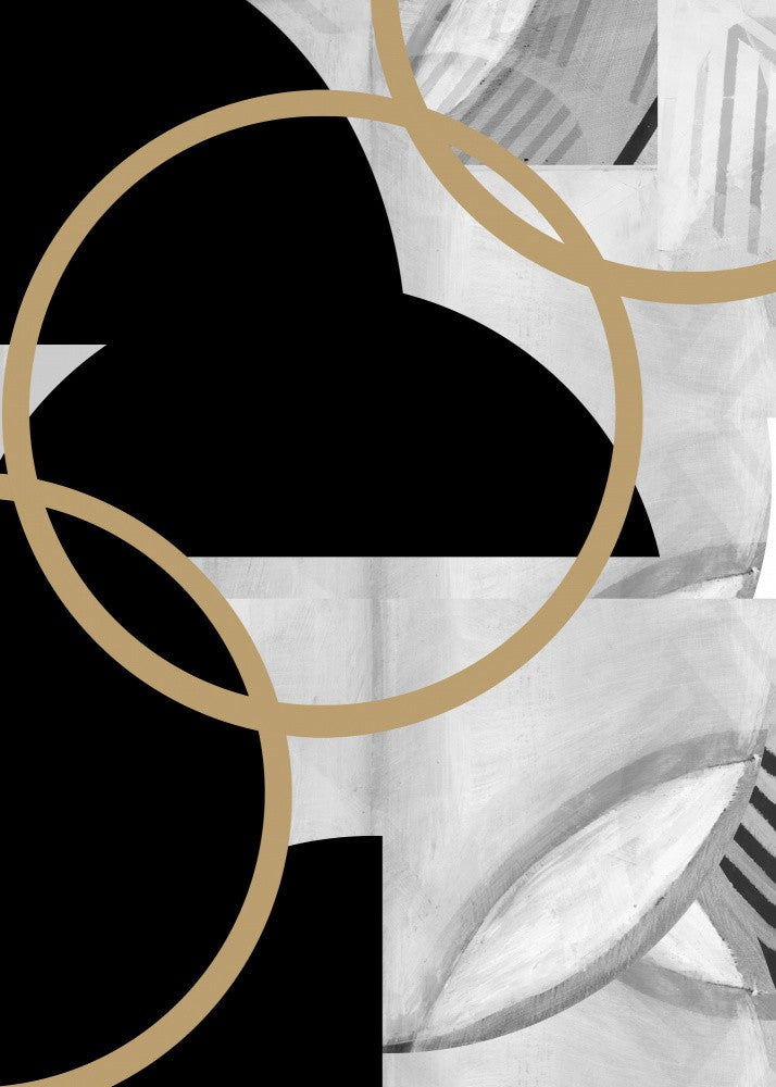 Black and White Stripes Gold Spheres No3