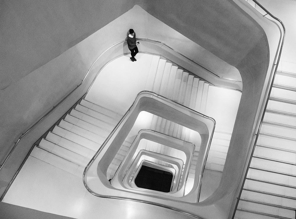 Waiting on the stairs