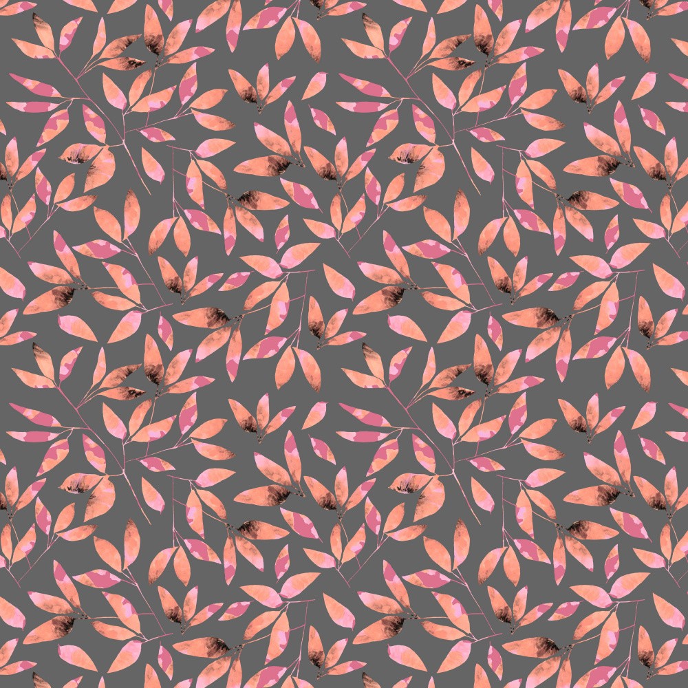 Floral Branches Abstract Pink On Gray