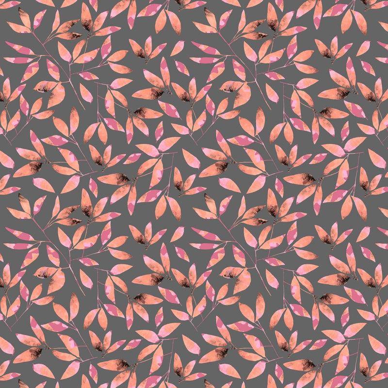 Blumenmuster Zweige Abstrakt Rosa auf Grau