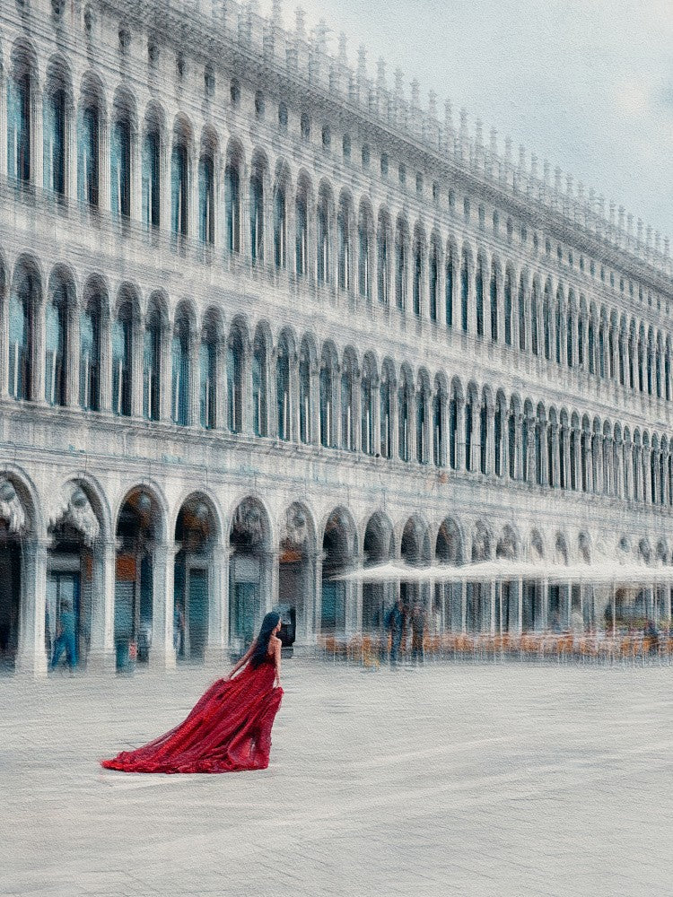 The girl in red dress