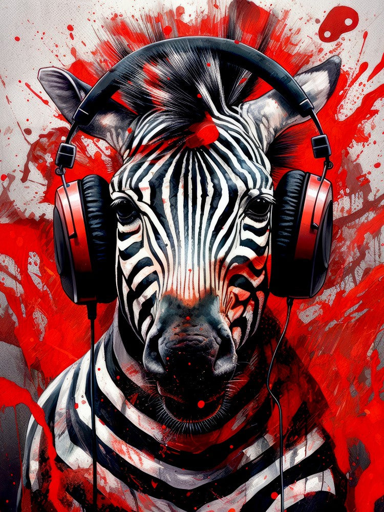 Zebra With Headphones animal