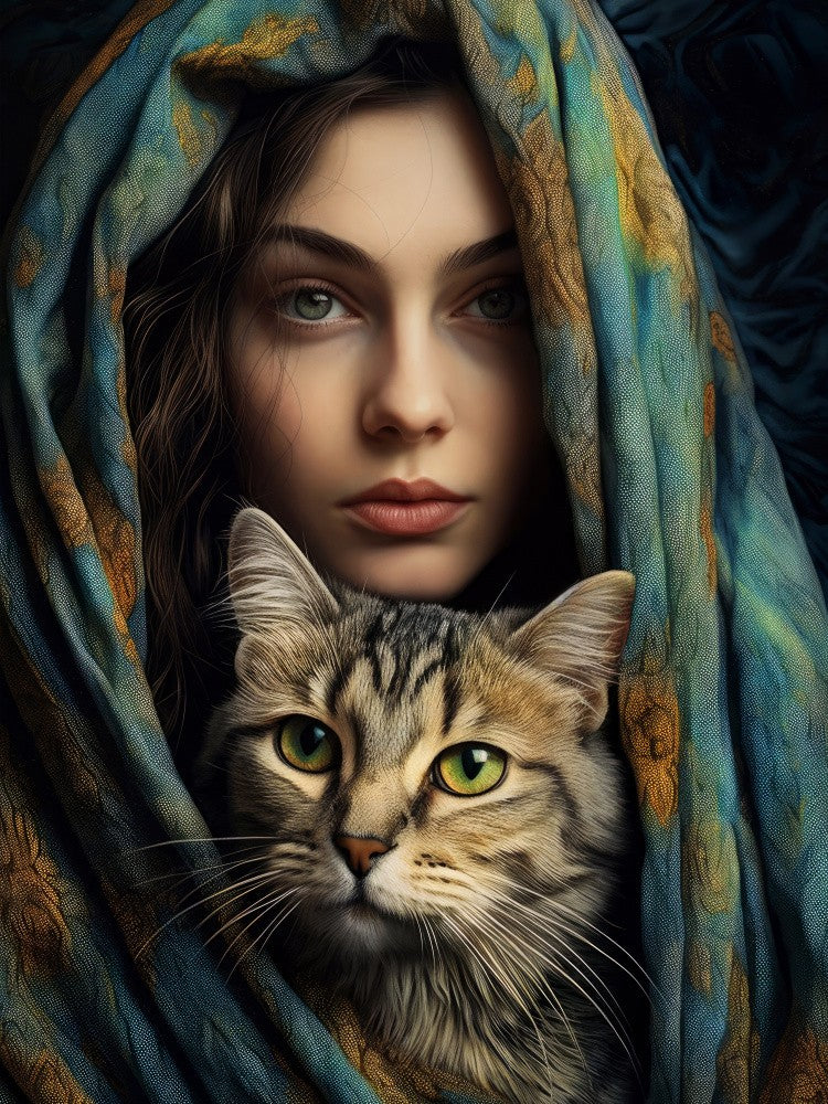 Beautiful Girl With A Cat