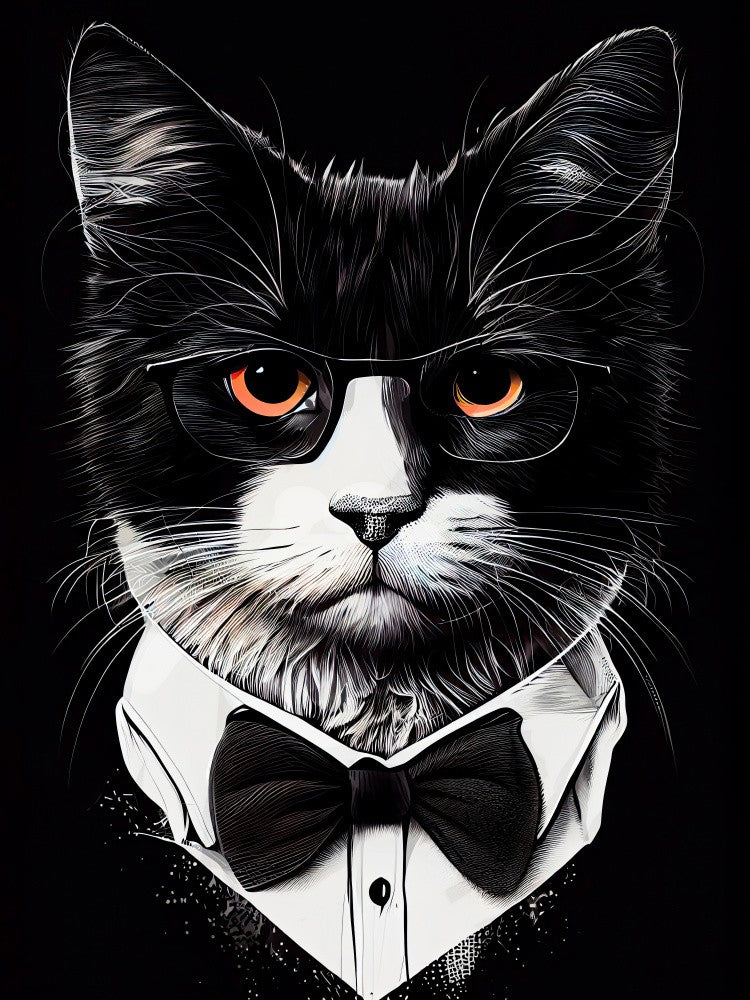 Hipster cat animal art
