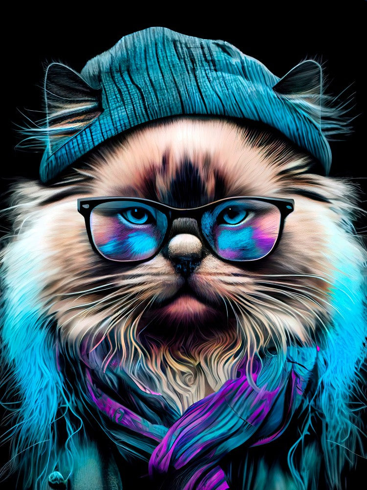 Hipster cat animal art
