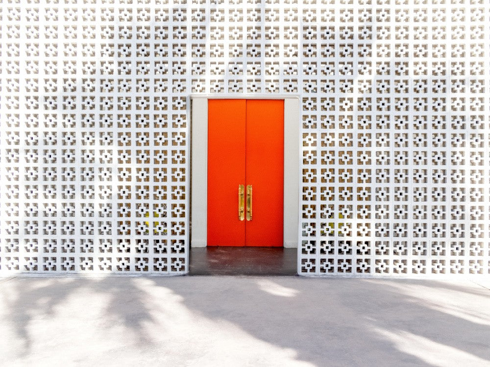 Parker Orange Doors and Breezeblock Wall