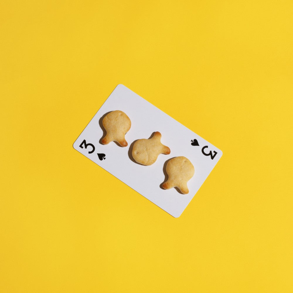 Fish Crackers on a Playing Card