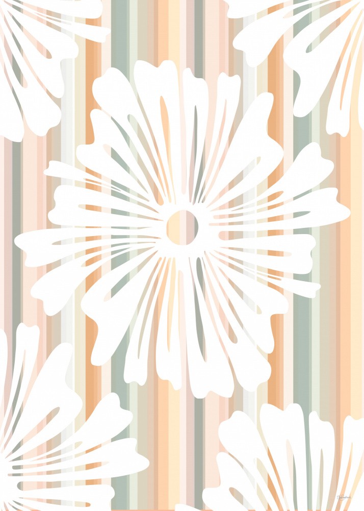 Five Flowers on Stripes
