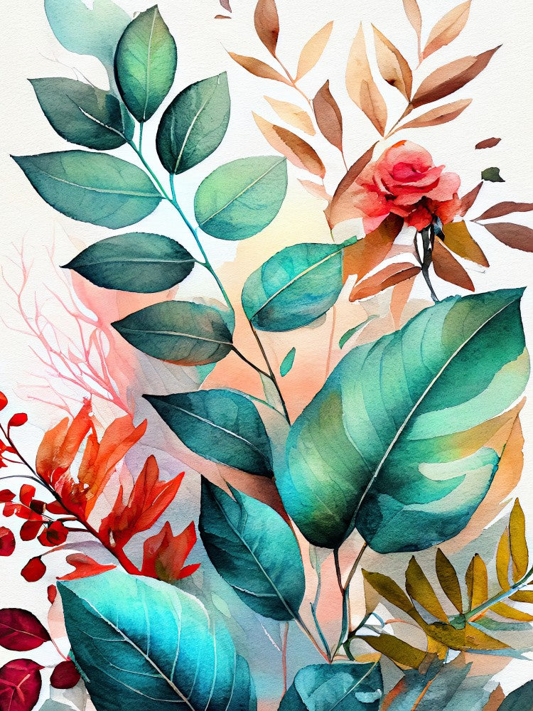 Watercolor leaves nature floral 5