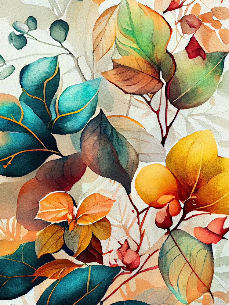 Watercolor leaves nature floral 4