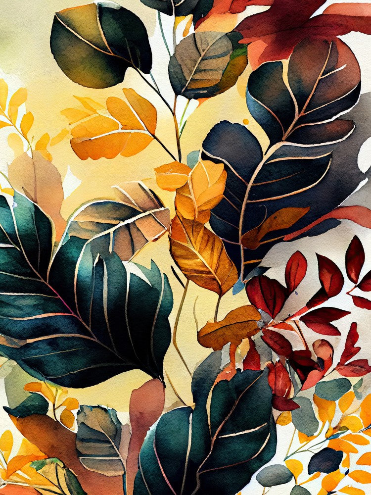 Watercolor leaves nature floral 3