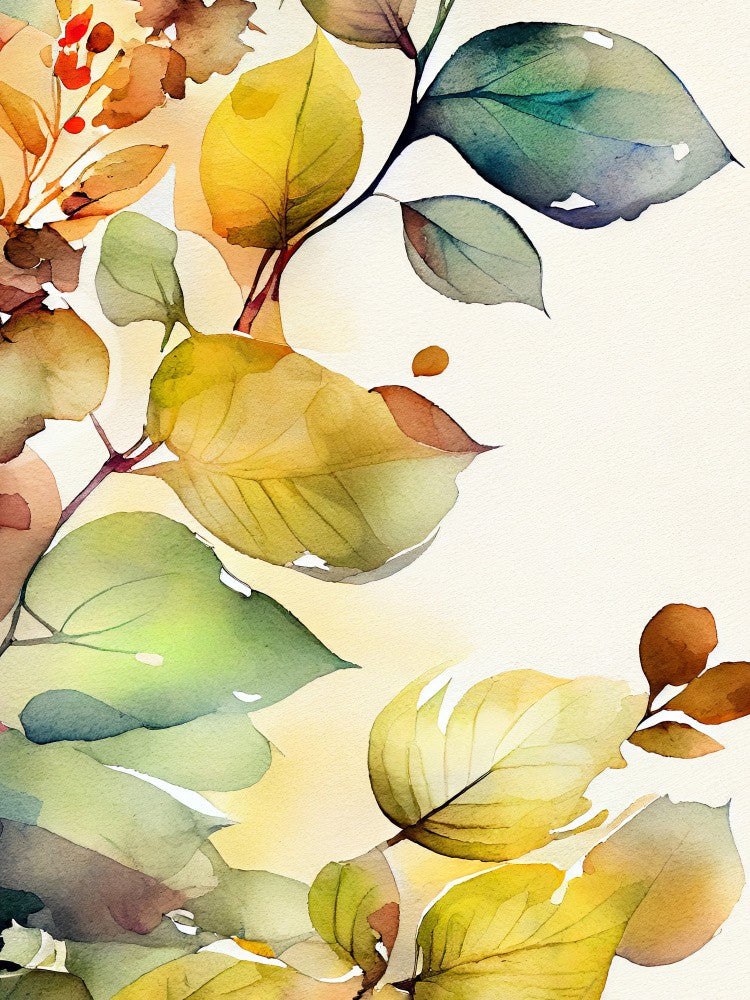 Watercolor leaves nature floral 2