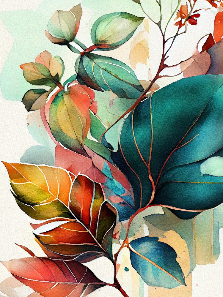 Watercolor leaves nature floral 1