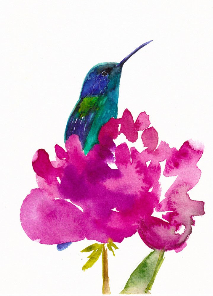 Hummingbird In a Peony Small