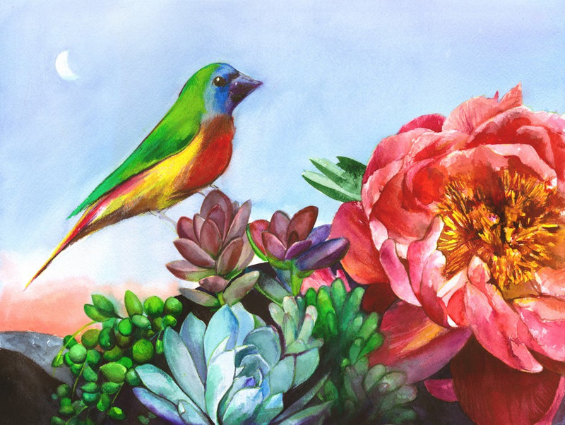 Parrot Finch In a Desert Garden Groß
