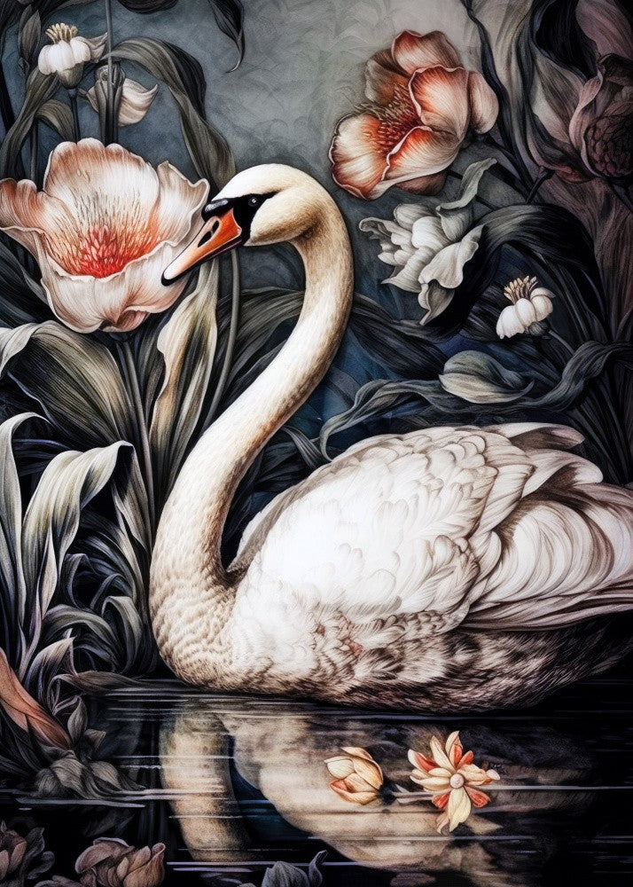 Floral and swan