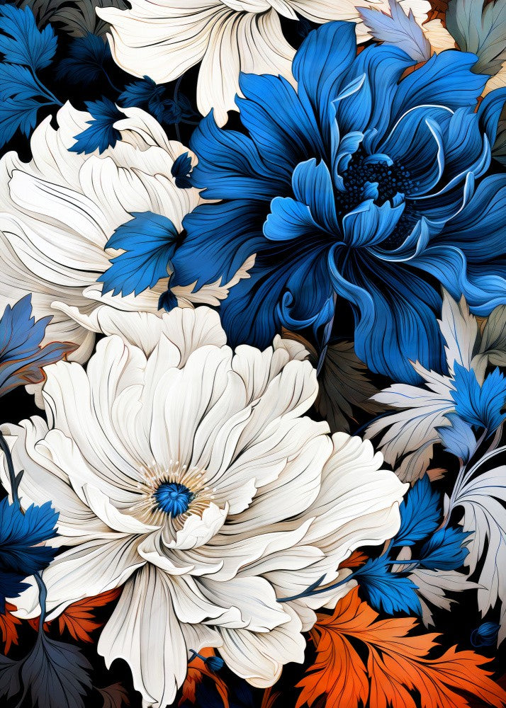 Nature 4 blue and white flowers