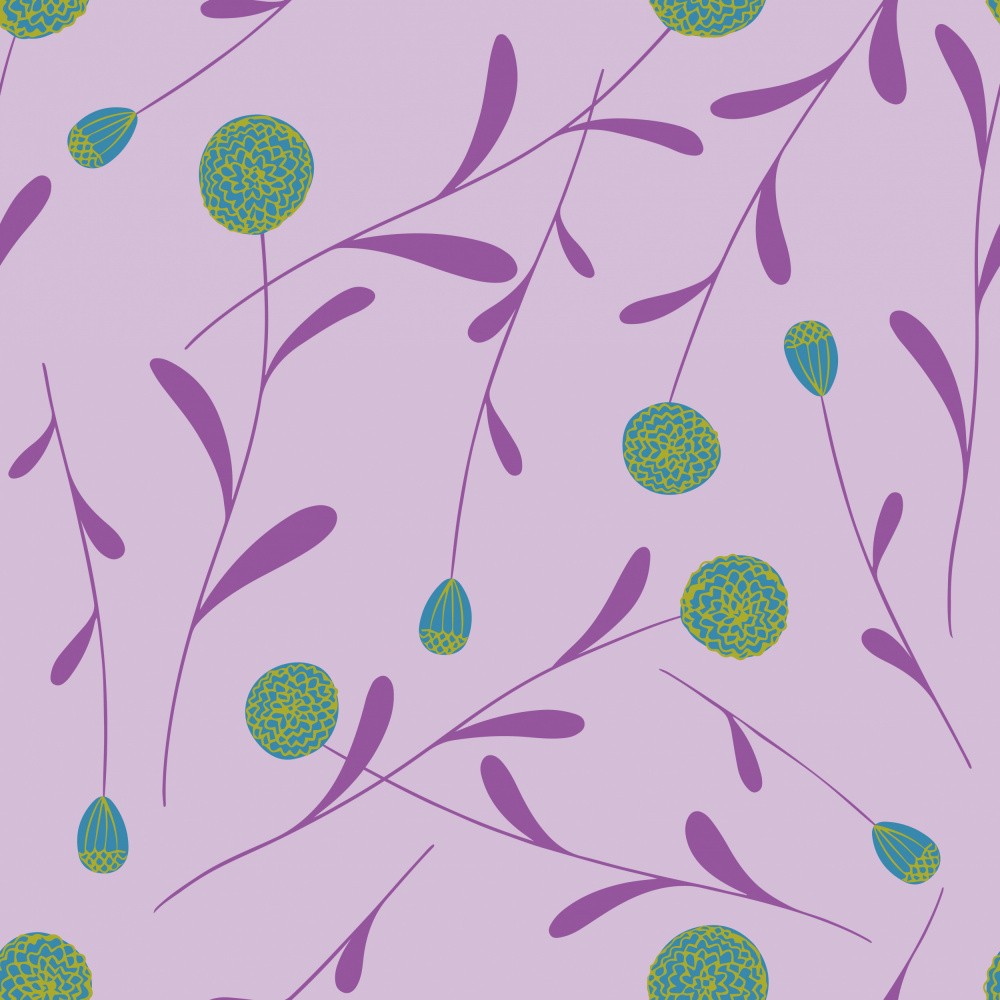 Pompom Flower Purple and Teal