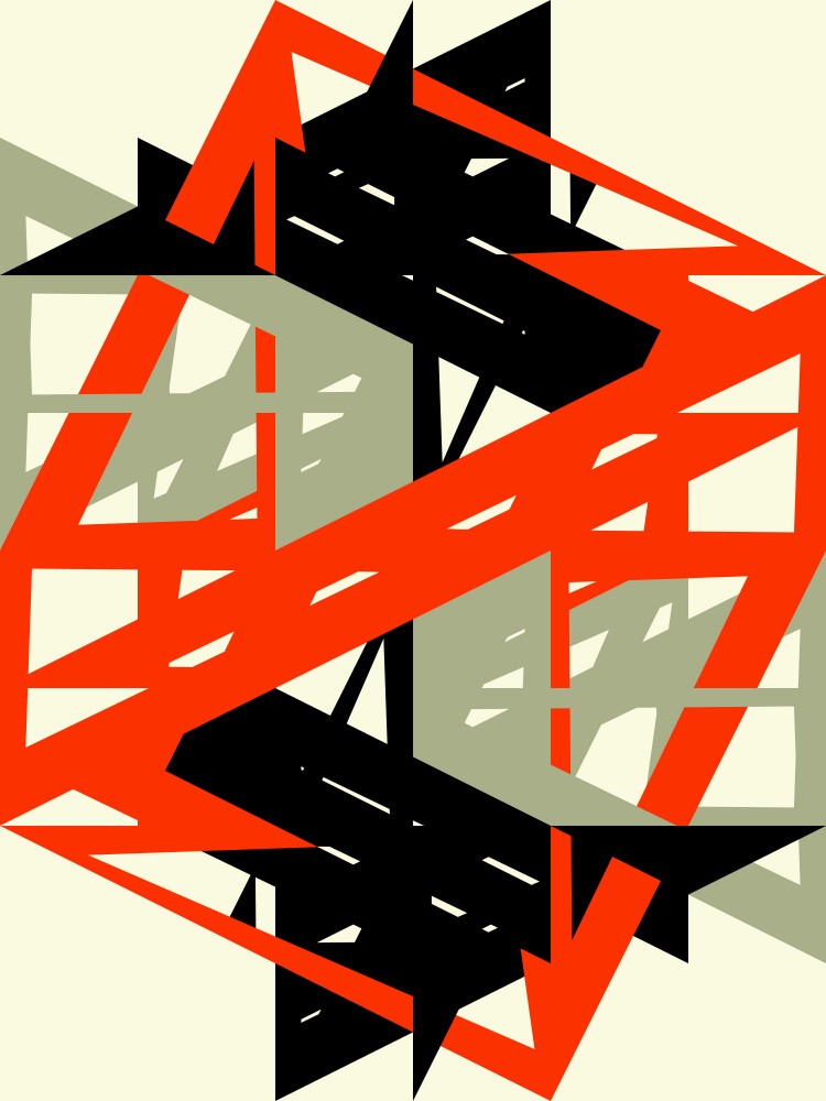 Dynamic Red and Black Angular Shapes Art Print by Petr Strnad – Fy!