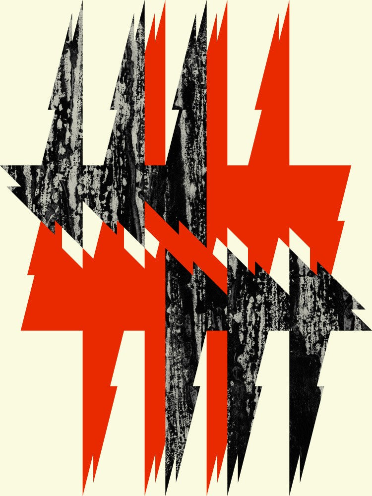 Jagged Red and Black Shapes