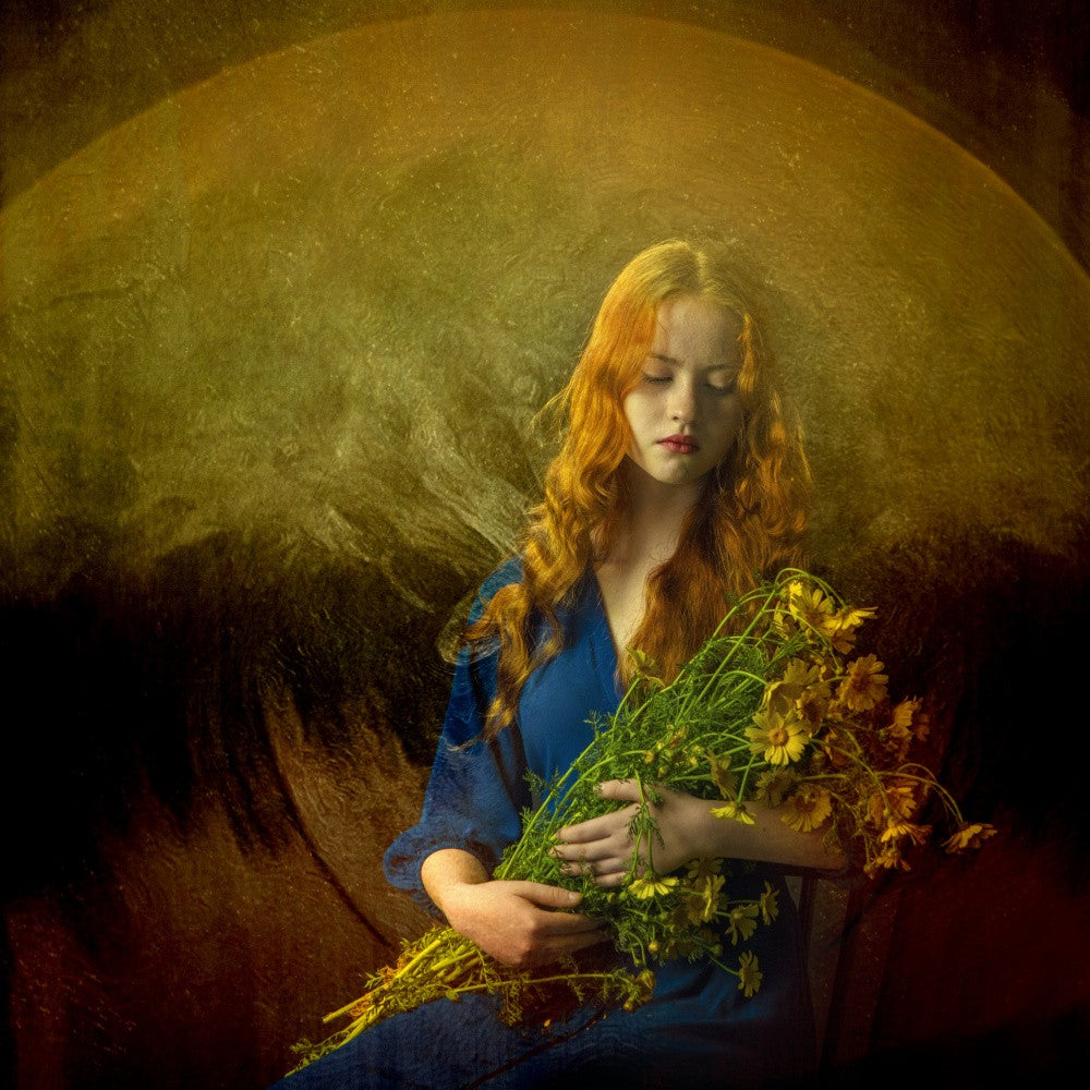 Girl with chrysanthemums