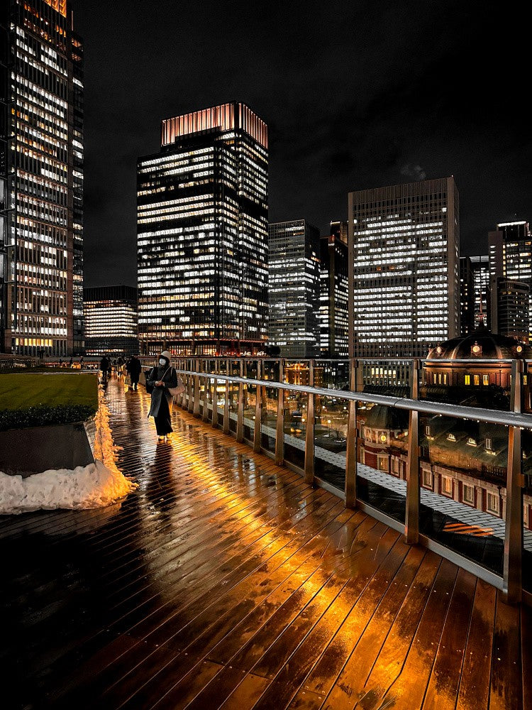 Night view of KITTE Garden in Tokyo