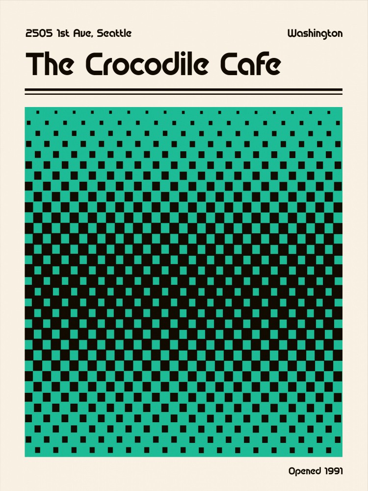 Crocodile Cafe Retro Poster
