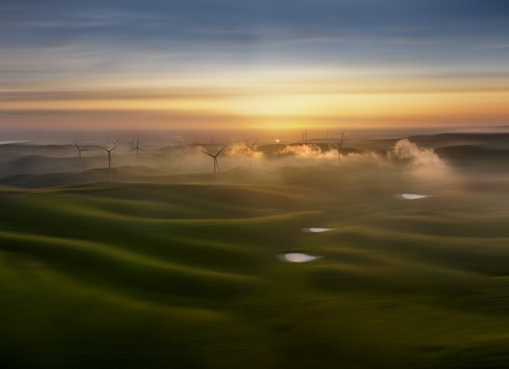 Windmills in a Foggy Valley II