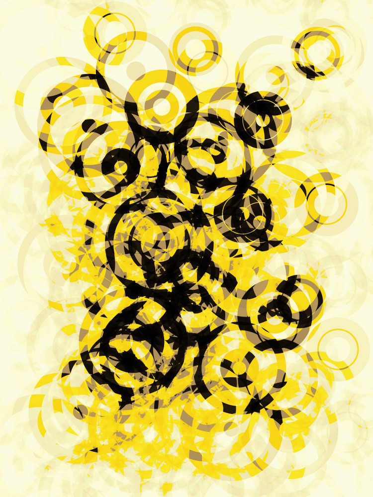 Dynamic Blend of Black and Yellow Circular Patterns
