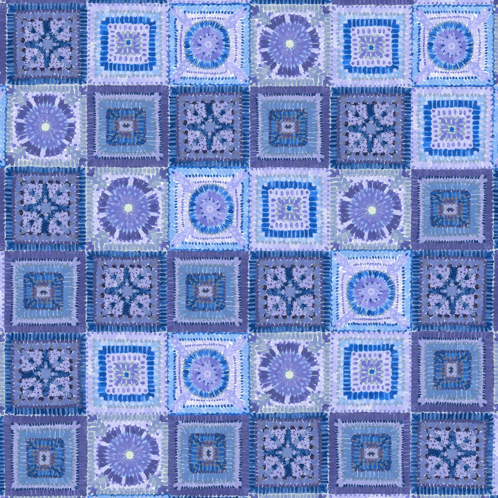 Granny squares blanket in blue