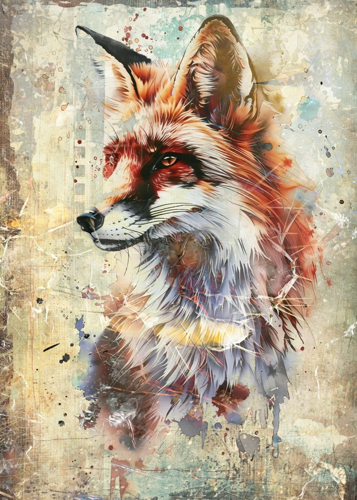 Fox Wild Animal Vintage Illustration Art 02