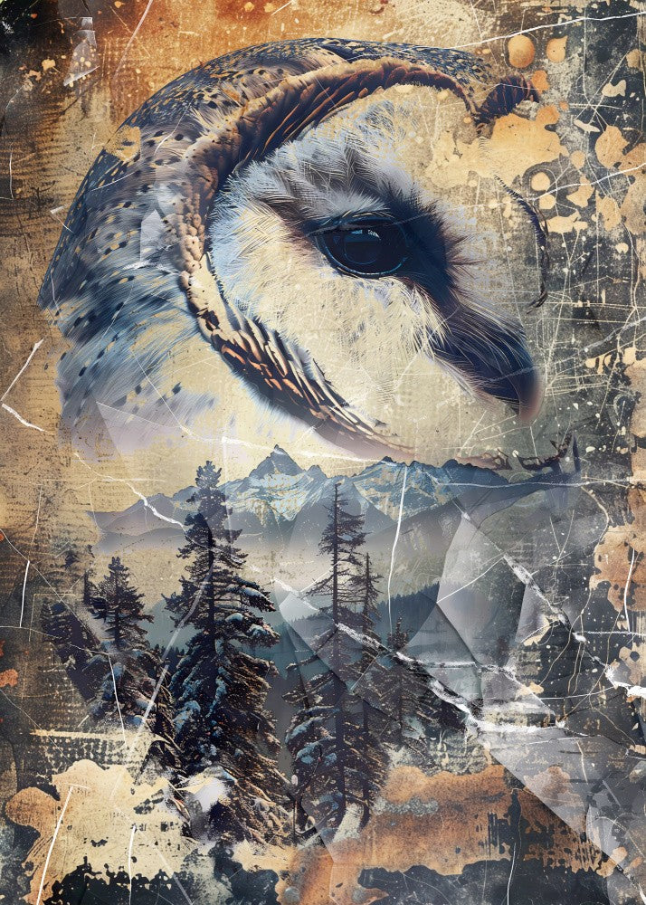 Owl Wild Animal Vintage Illustration Art 01