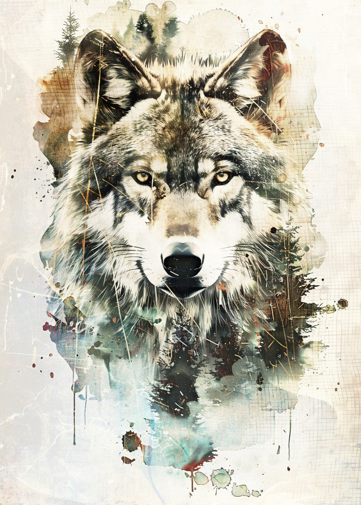 Wolf Wild Animal Vintage Illustration Art 02